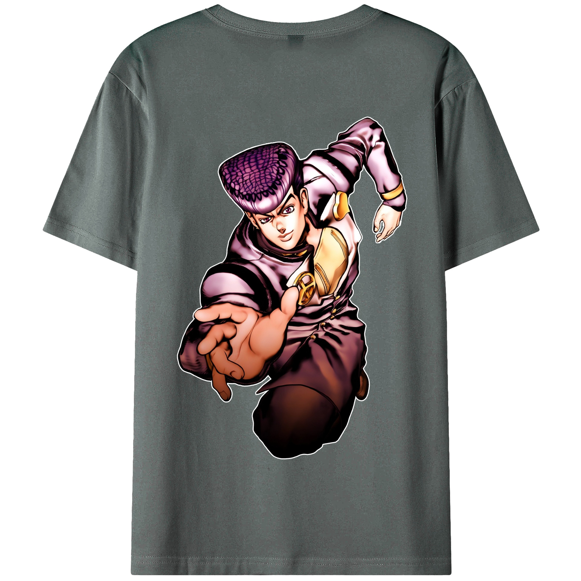 （画像用） ジョジョの奇妙な冒険 ひがしかた じょうすけ JoJo's Bizarre Adventure Higashikata Josuke 綿100％半袖Tシャツ（背面プリント）